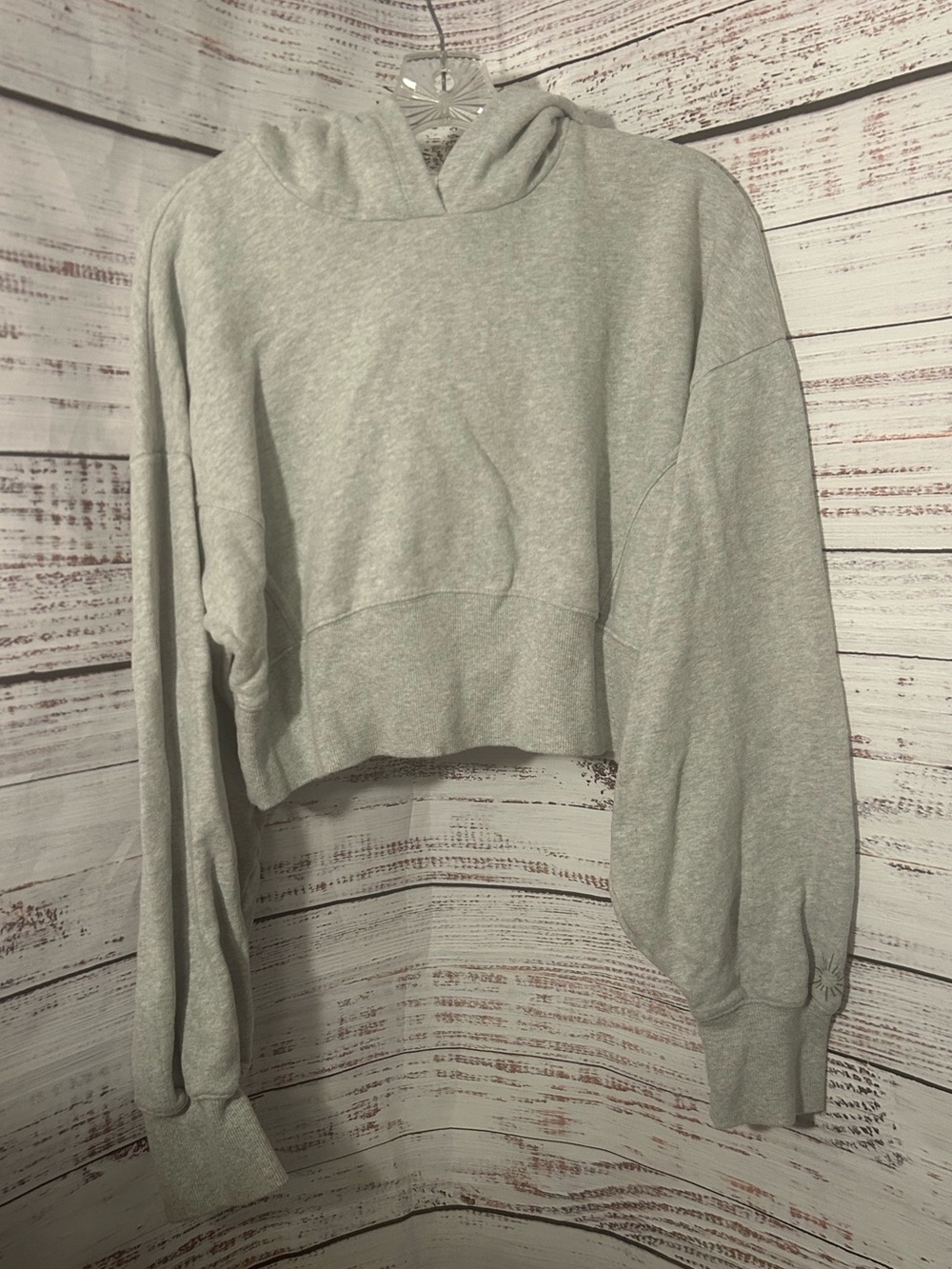 aerie Light Gray Cropped Hoodie